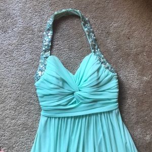 Mint Green Open-Back Prom Dress